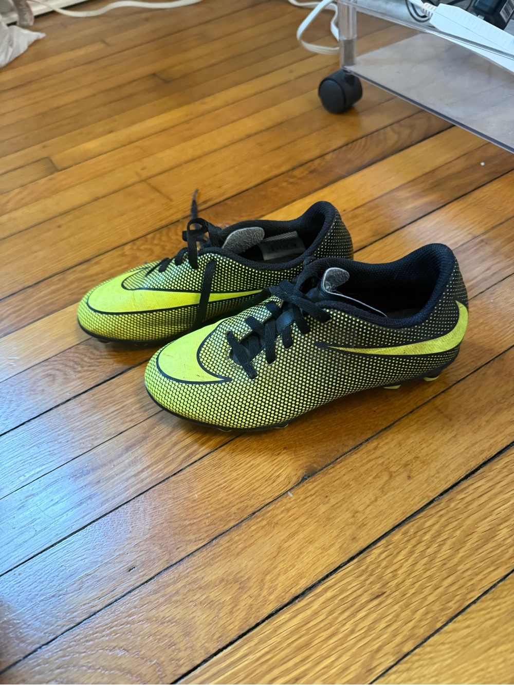 Nike Kids Neon Yellow and Black Soccer Shoes
